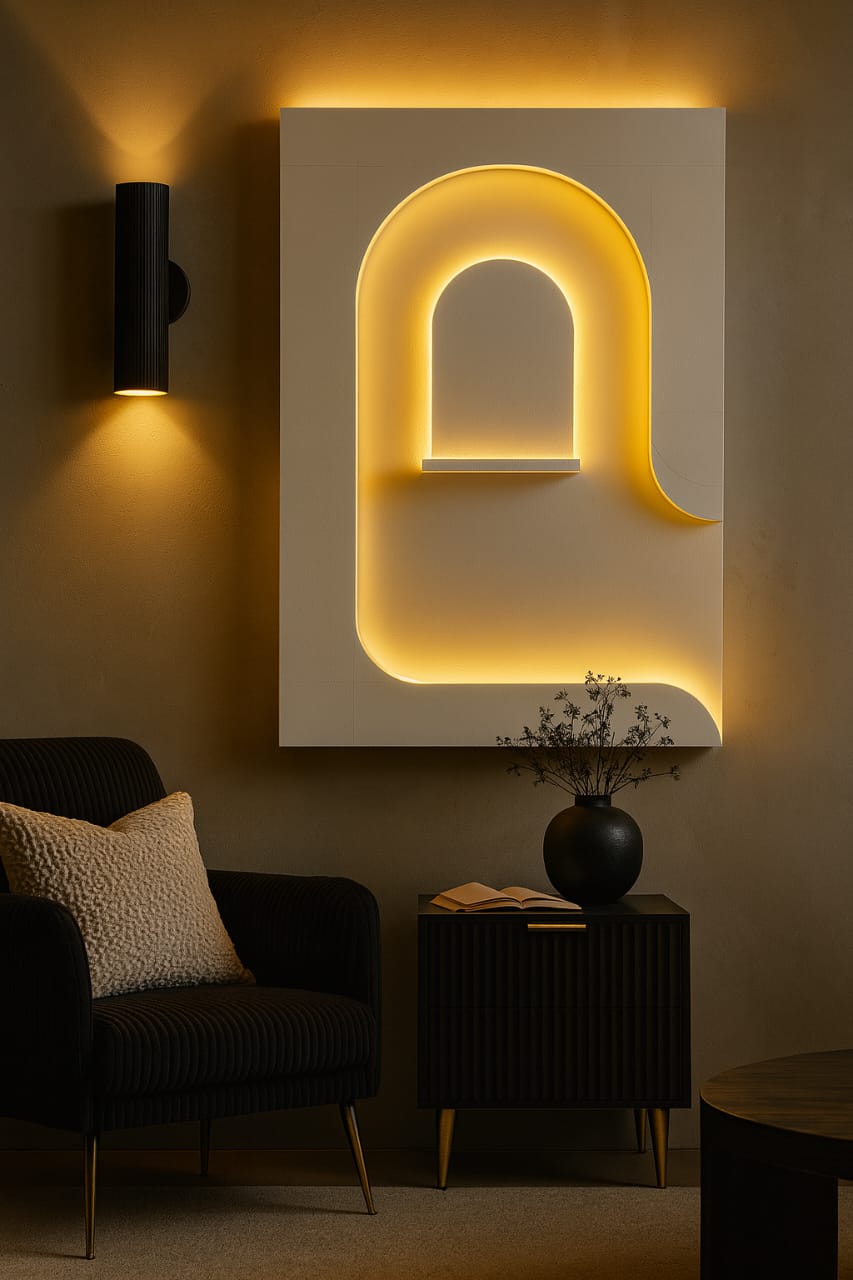Modern Glow Wall Art – Minimal Vase Décor Frame